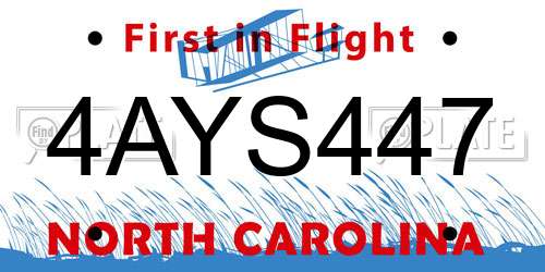 4AYS447 North Carolina License Plate