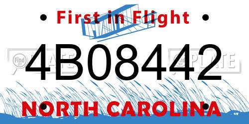 4B08442 North Carolina License Plate