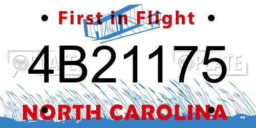 4B21175 North Carolina License Plate