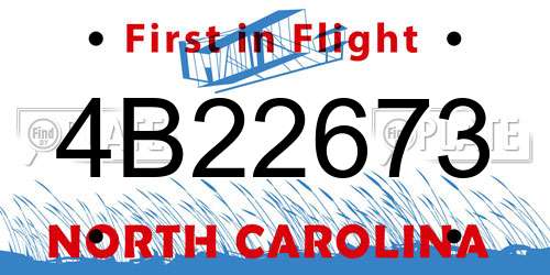 4B22673 North Carolina License Plate