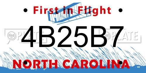 4B25B7 North Carolina License Plate