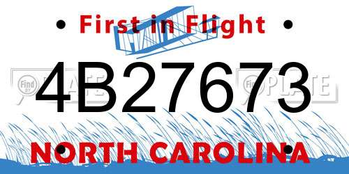 4B27673 North Carolina License Plate