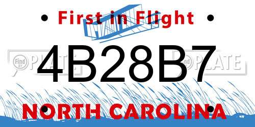 4B28B7 North Carolina License Plate