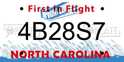 4B28S7 North Carolina License Plate