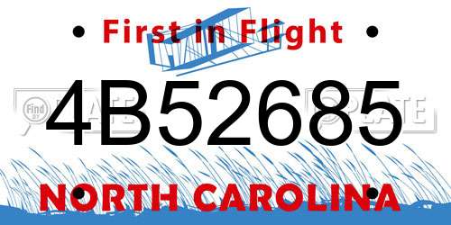 4B52685 North Carolina License Plate