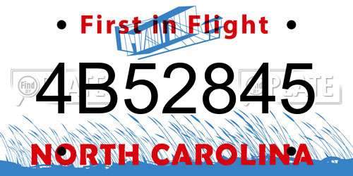 4B52845 North Carolina License Plate