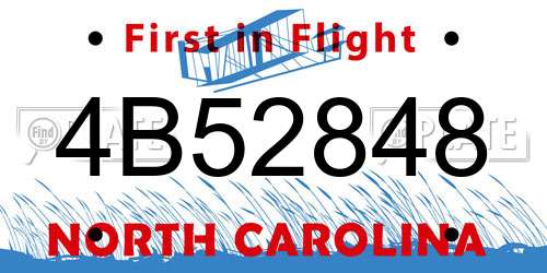 4B52848 North Carolina License Plate