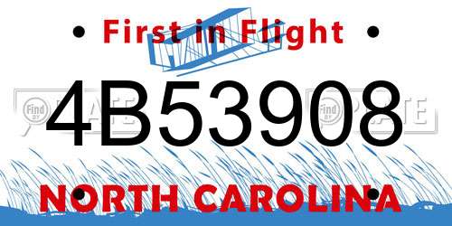4B53908 North Carolina License Plate