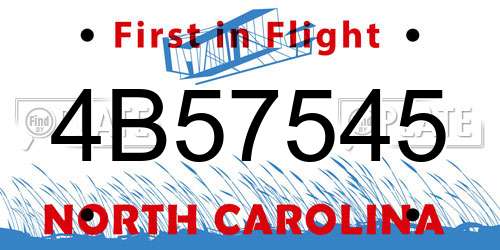 4B57545 North Carolina License Plate