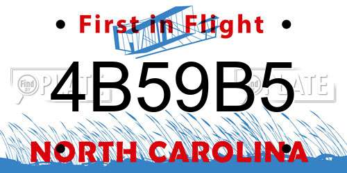 4B59B5 North Carolina License Plate