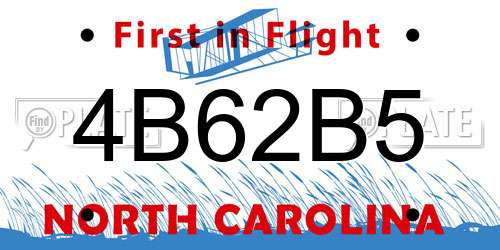 4B62B5 North Carolina License Plate