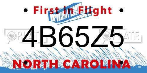 4B65Z5 North Carolina License Plate