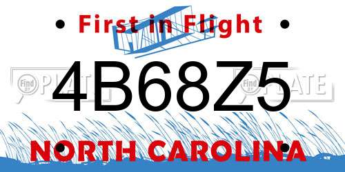 4B68Z5 North Carolina License Plate