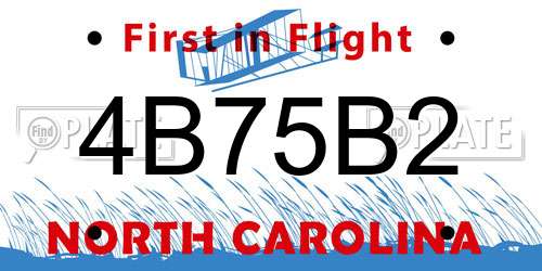 4B75B2 North Carolina License Plate