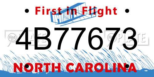 4B77673 North Carolina License Plate