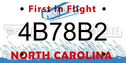 4B78B2 North Carolina License Plate