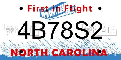 4B78S2 North Carolina License Plate