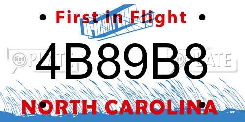 4B89B8 North Carolina License Plate