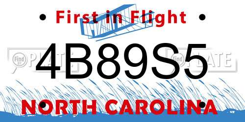 4B89S5 North Carolina License Plate