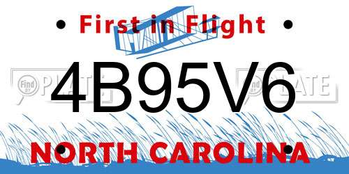 4B95V6 North Carolina License Plate