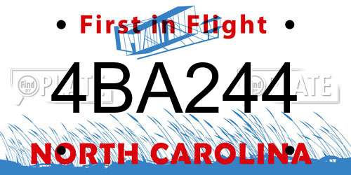 4BA244 North Carolina License Plate