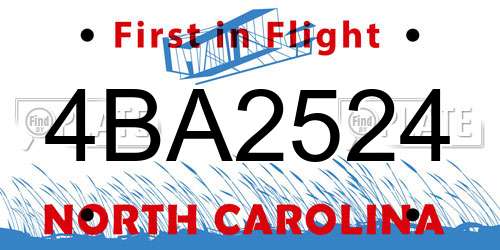 4BA2524 North Carolina License Plate