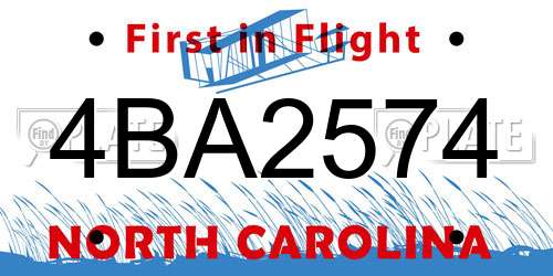 4BA2574 North Carolina License Plate