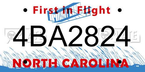 4BA2824 North Carolina License Plate