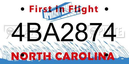 4BA2874 North Carolina License Plate