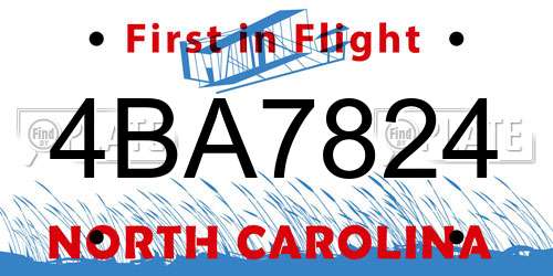 4BA7824 North Carolina License Plate