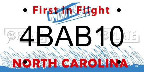 4BAB10 North Carolina License Plate