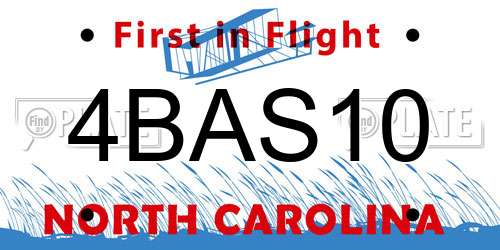 4BAS10 North Carolina License Plate