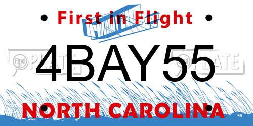 4BAY55 North Carolina License Plate