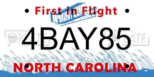 4BAY85 North Carolina License Plate