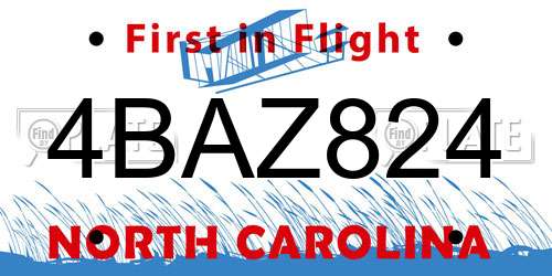 4BAZ824 North Carolina License Plate