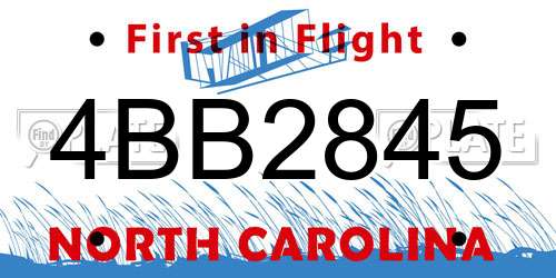 4BB2845 North Carolina License Plate