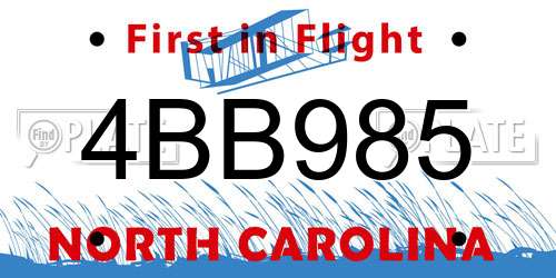 4BB985 North Carolina License Plate