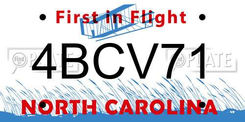 4BCV71 North Carolina License Plate