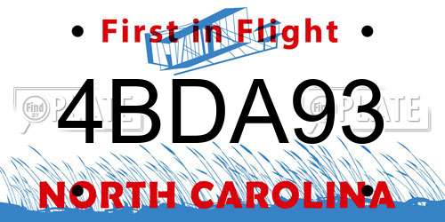 4BDA93 North Carolina License Plate