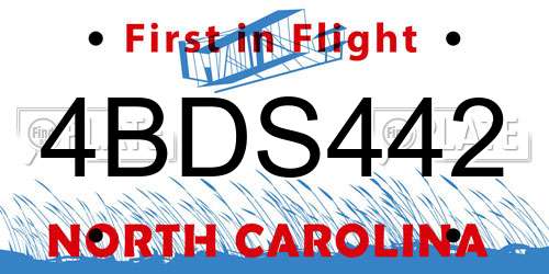 4BDS442 North Carolina License Plate