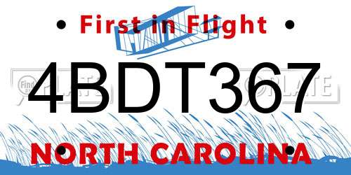 4BDT367 North Carolina License Plate