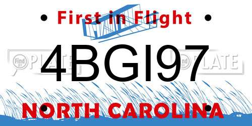 4BGI97 North Carolina License Plate