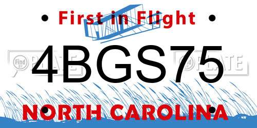 4BGS75 North Carolina License Plate