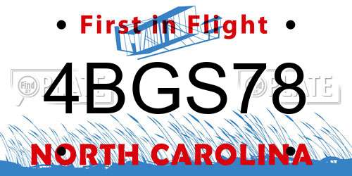 4BGS78 North Carolina License Plate