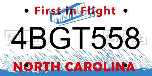 4BGT558 North Carolina License Plate