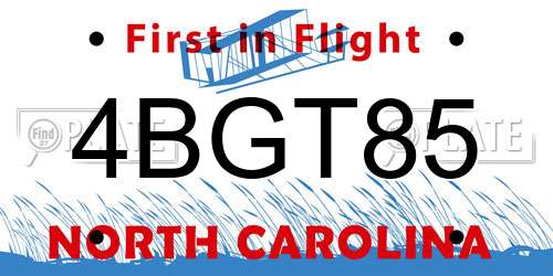 4BGT85 North Carolina License Plate