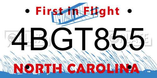 4BGT855 North Carolina License Plate