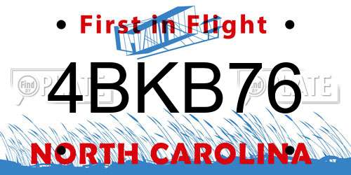 4BKB76 North Carolina License Plate