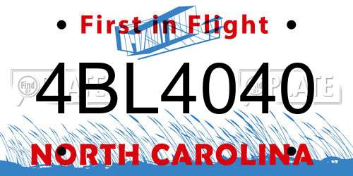4BL4040 North Carolina License Plate