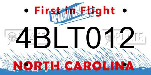4BLT012 North Carolina License Plate
